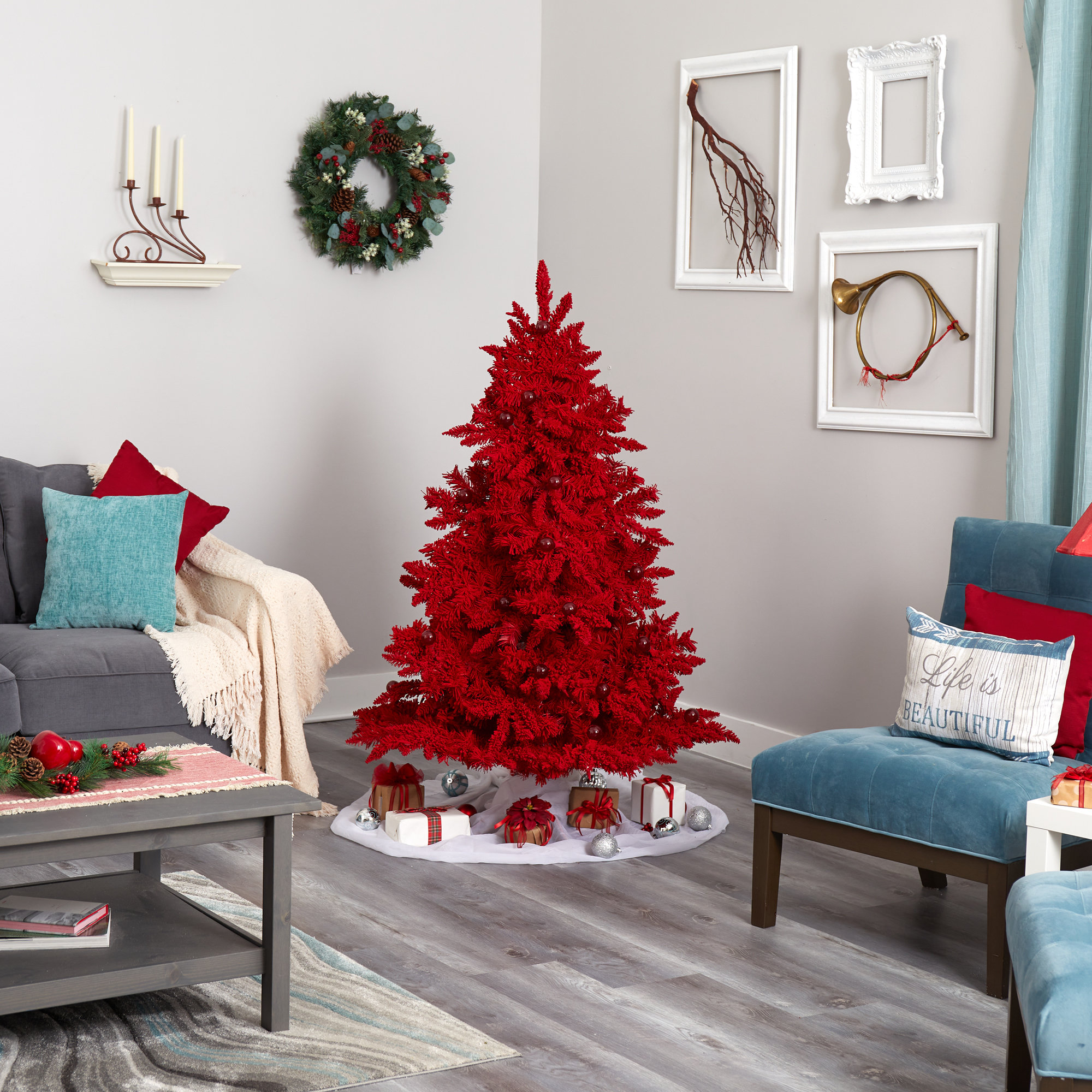 Lighted Artificial Fir Christmas Tree, 5' H