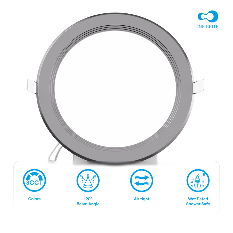 Ensemble de 6 lumières à DEL encastrées Infibrite Thin, Noir, 3CCT, 6 pouces