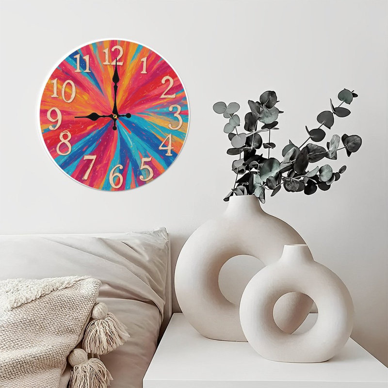 Radial Burst Clock Face With Numbers