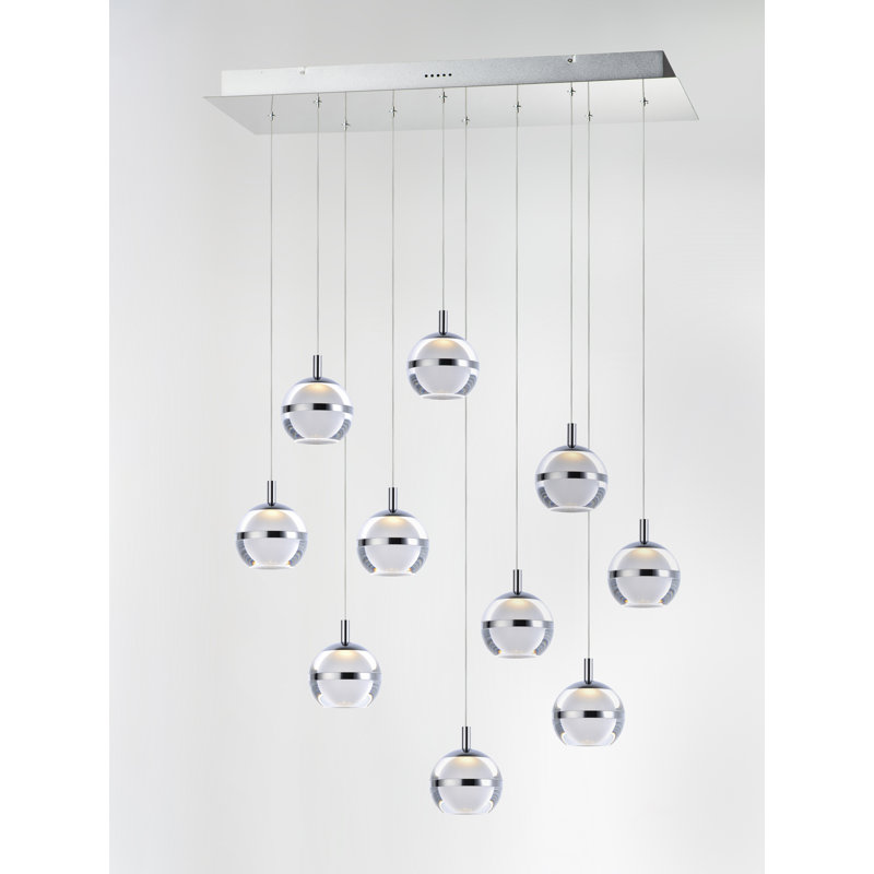10 - Light LED Dome Pendant, Polished Chrome