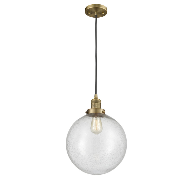 Luminaire sphère suspendu 1 lumières simple Lorene, DEL, Grainé, Laiton brossé