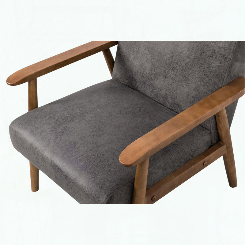 Chaise avec accoudoirs Classic Mid-Century moderne - Structure en bois massif, Gris