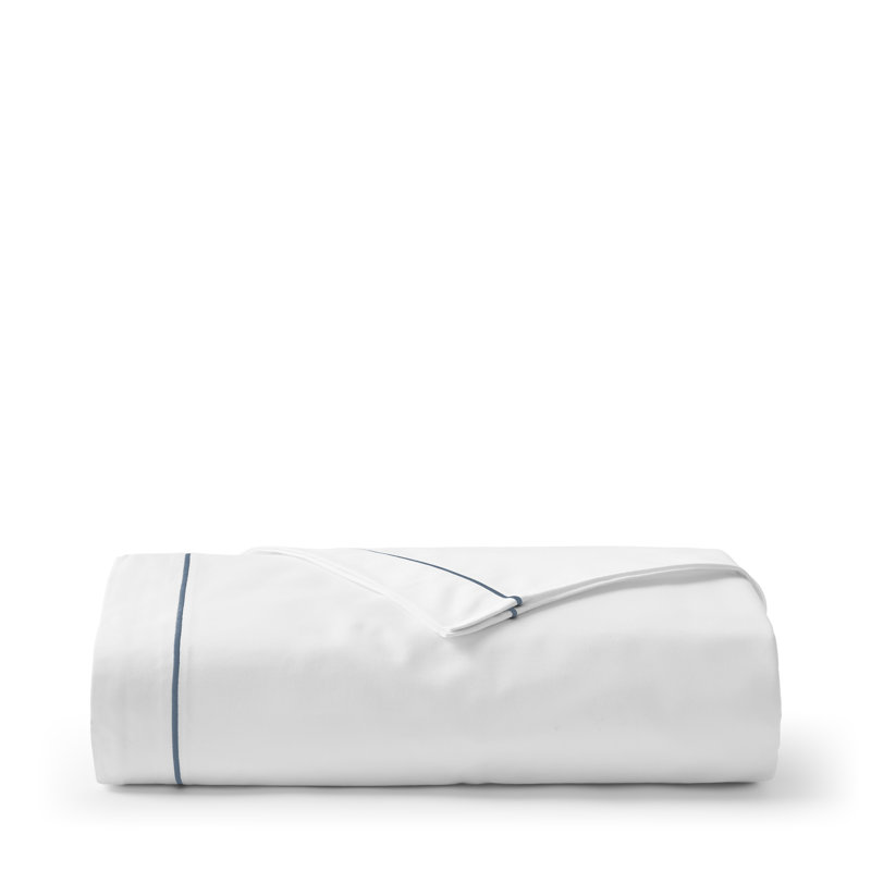 Premium Sateen Flat Sheet, Queen Flat Sheet, White/Blue