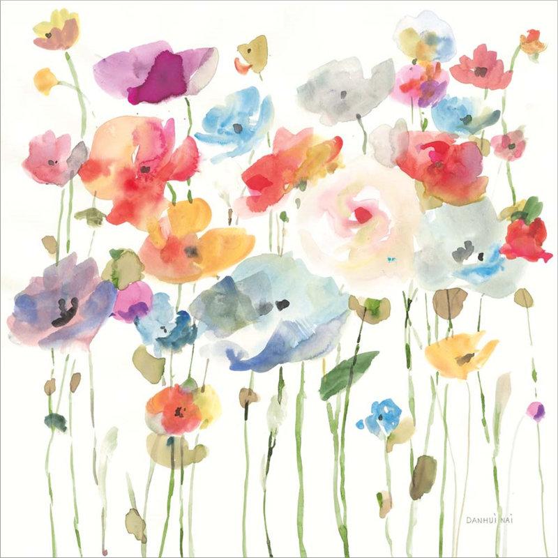 Bright Day Blooming Multicolor Floral Canvas Art 12 x 12