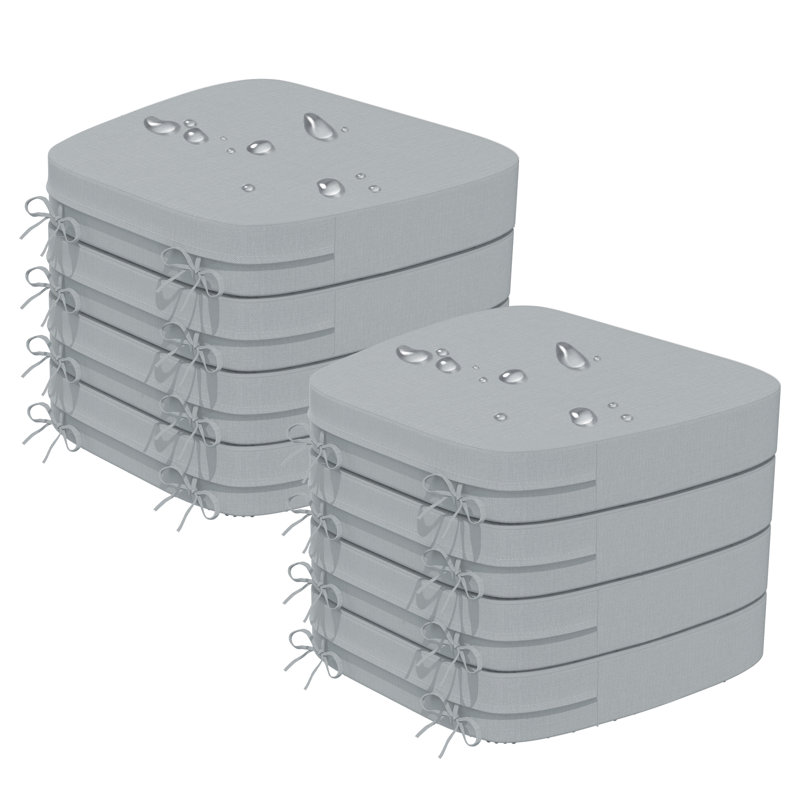 Coussins de chaise d'intérieur de 2,5 po d'épaisseur imperméables pour les chaises de salle à manger, 8, Gris clair