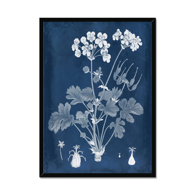 Botanical In Indigo III by Vision Studio - Painting on Canvas, Black Framed Paper Print, 50cm H x 34cm W