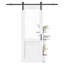 Porte de grange coulissante moderne en verre apprêté et transparent blanc moderne avec trousse de quincaillerie d'installation (aucun assemblage requis)-110161482