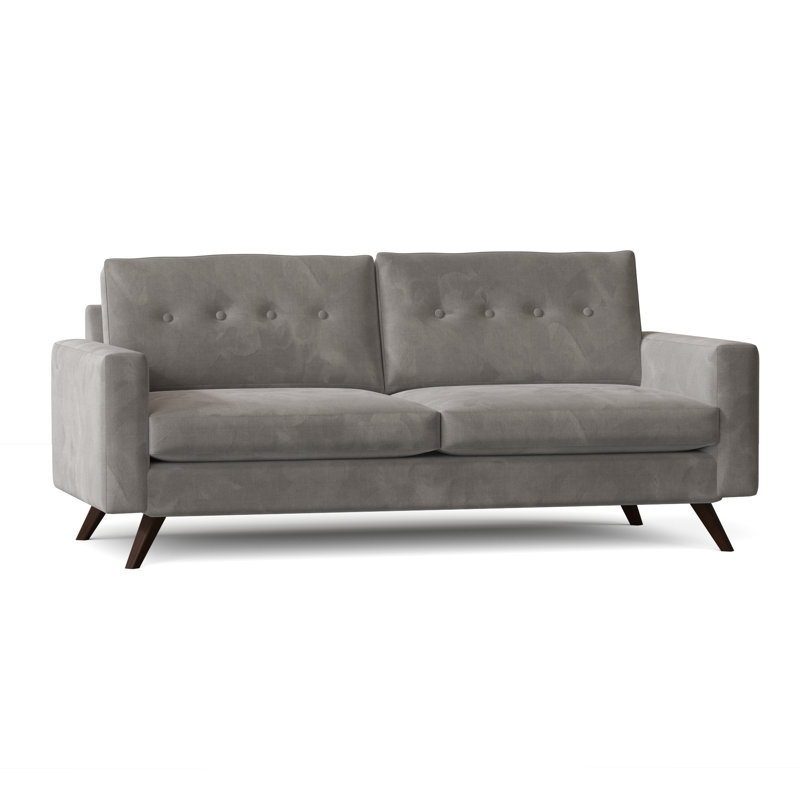Canapé à accoudoirs carrés de 84 po Amber, 60 pouces, Velours conifère, Noyer