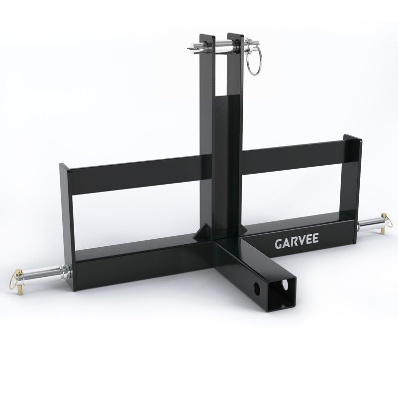 Récepteur d'attelage robuste à 3 points pour tracteur - Adaptateur de barre d'attelage rapide de catégorie 1 de 2 po - Comprend des supports de poids de valise - Idéal pour l'équipement de ferme - Noir
