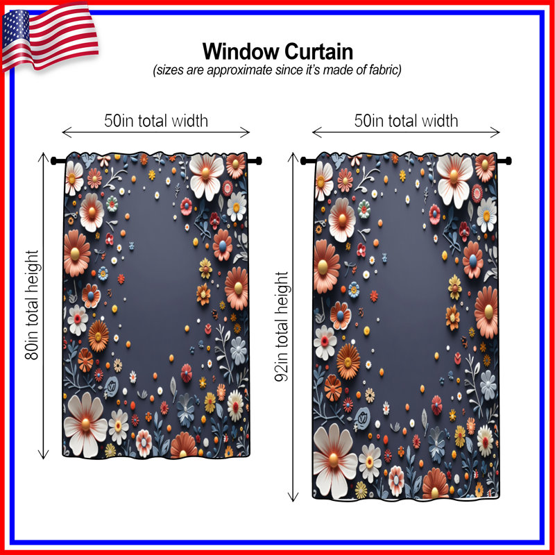 Rideaux à motif floral et voilages décoratifs - 1 panneau, 50" x 92" - 1 Panel, Transparent