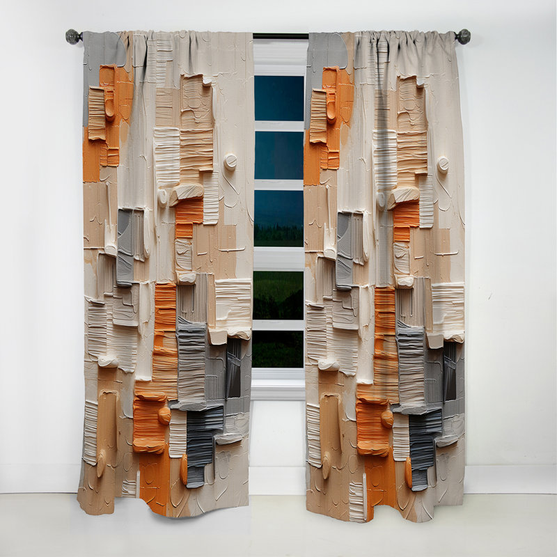Rideau Belfield - Abstract Collages - Rideau abstrait en velours occultant - 1 panneau, L 52 po x L 63 po
