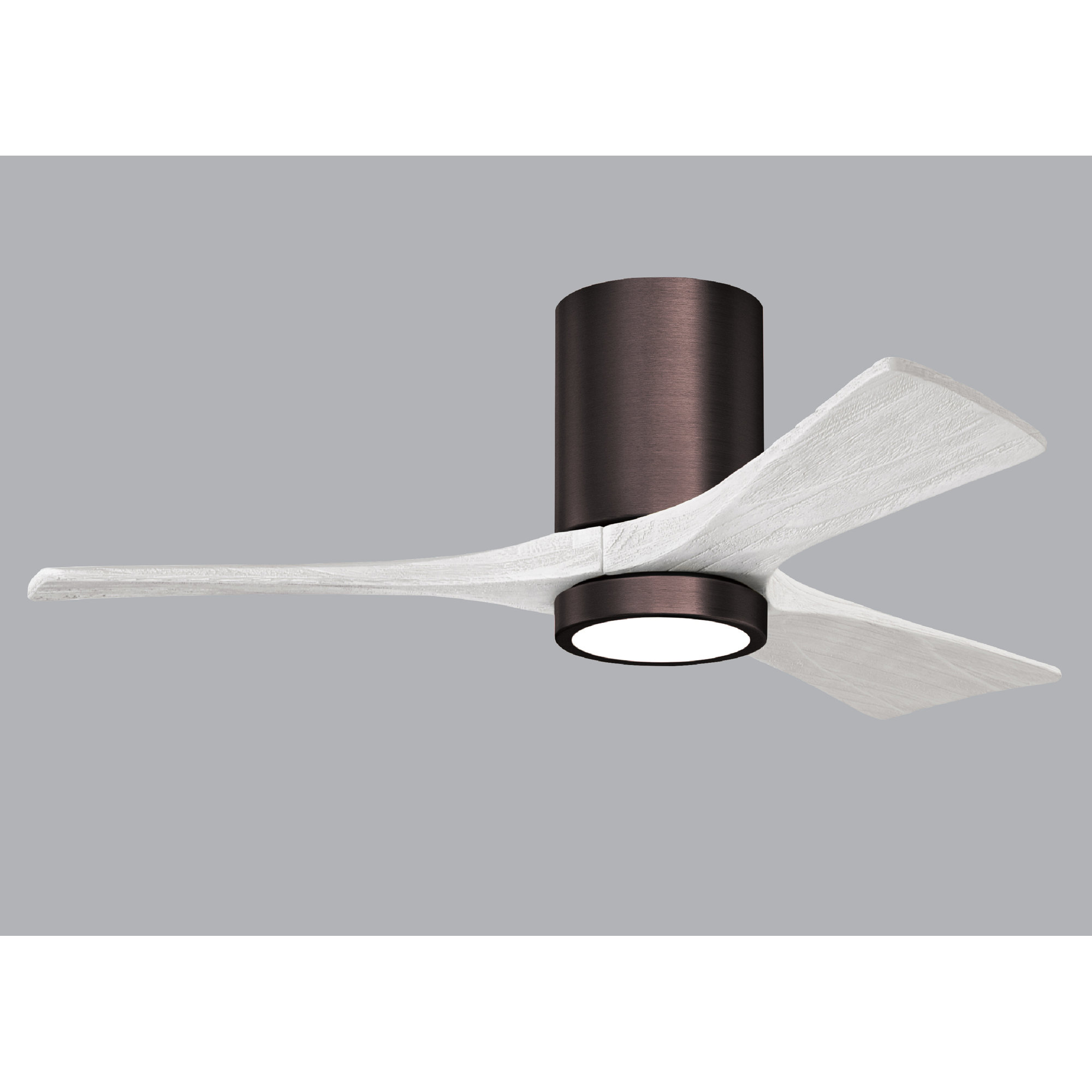 Olivier 3 Blade Ceiling Fan with LED Light Kit, Matte White, 42", Brushed Bronze