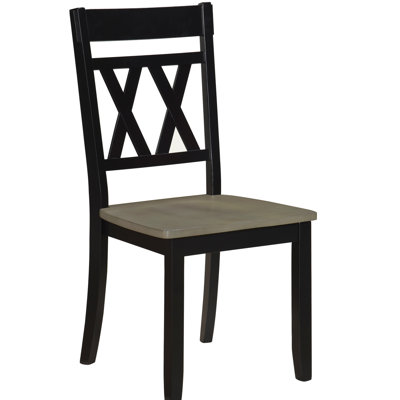 Chaises d'appoint de salle à manger de conception moderne 2 pièces, dossier croisé classique, noir antique et gris délavé, chaises de style poids de 16,43 lb, double, finition bicolore, largeur de siège de 19 po