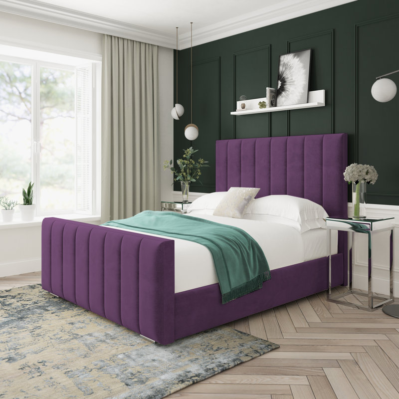 Oakley Naples Velvet Upholstered Ottoman Bed Frame, Purple, Super King (6')