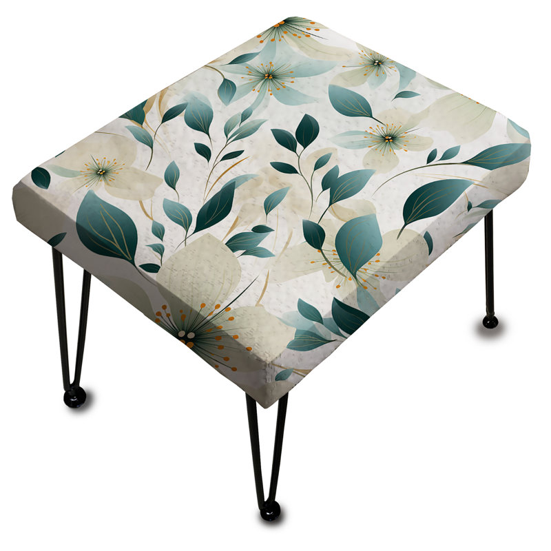 Repose-pieds bleu sarcelle et ivoire Coastal Elegance