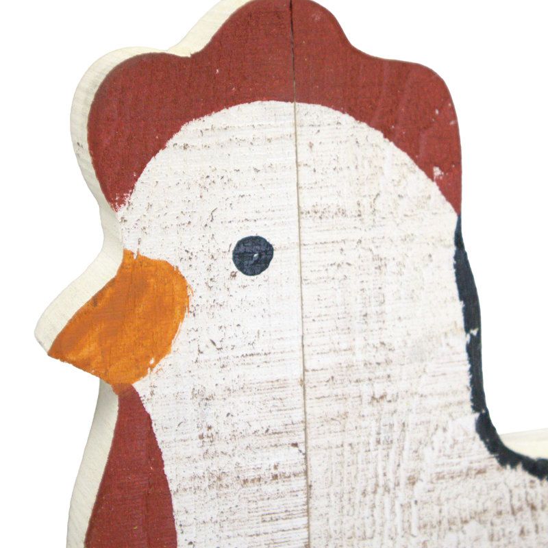 Mère poule et 3 poussins sur des tiges en métal