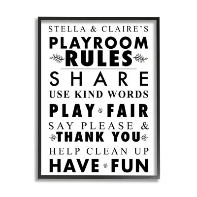 Minimal Playroom Rules cmw-018, art mural personnalisé