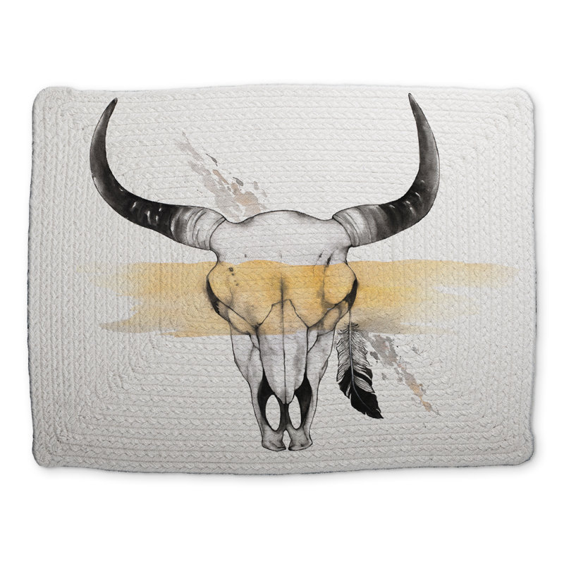 Cow Skull with Feather Placemat | Rustic Home Decor