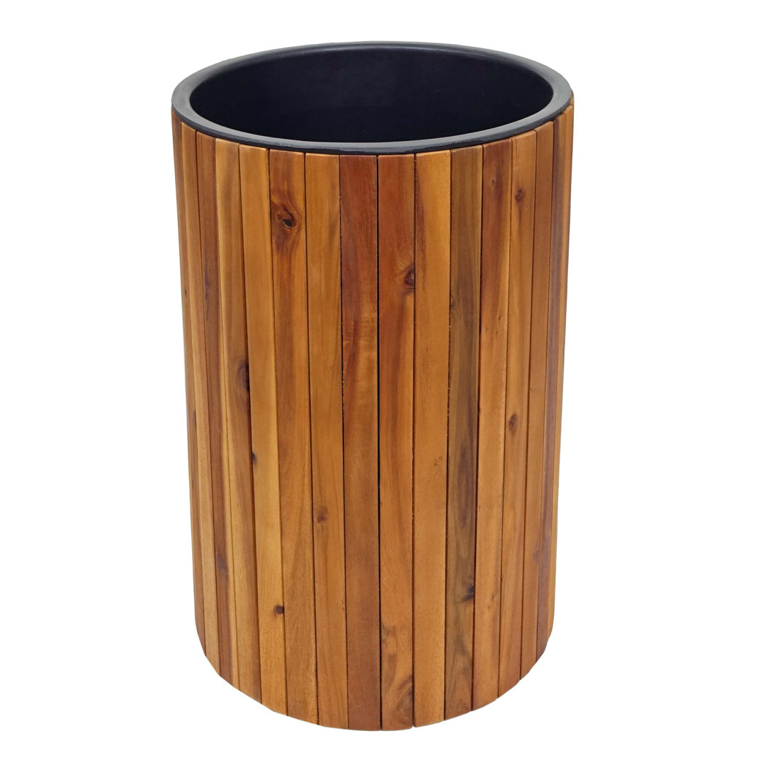 Pflanzkasten MCW-L24, Pflanzkübel Blumentopf Blumenkasten, Rund 50X34cm Outdoor Akazie Holz FSC-Zertifiziert, Braun