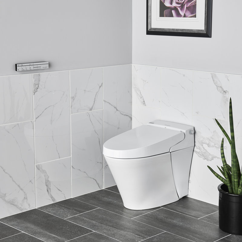 Advanced Clean White Elongated Bidet Toilet with Heated Seat