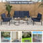 Ensemble de patio en osier 4 pièces 4 pièces: canapé 3 places, 2 chaises, table basse avec coussins - parfait pour la piscine et la cour-1483253315