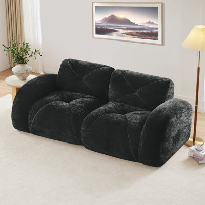 Canapé sans dossier de 80,3 po avec tissu en velours doux et capitonné, canapé modulaire modulaire, éponge haute densité 32d, conception antidérapante, conception ergonomique au bas, aucun assemblage requis, pour étude, cinéma maison