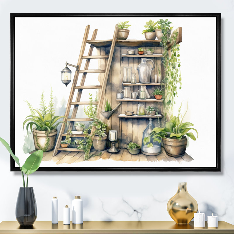«Natural Bathroom Decor XXV», reproduction sur toile encadrée, H 34 po x l 44 po x P 1,5 po, Cadre flottant noir