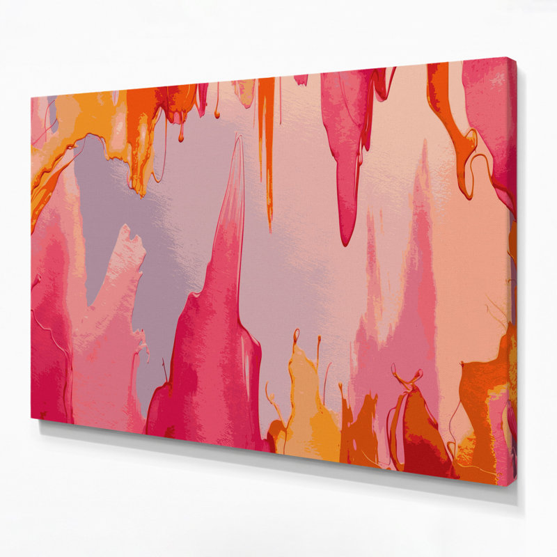 Aquarelle abstraite 4, art mural sur toile rose, H 16 po x l 20 po