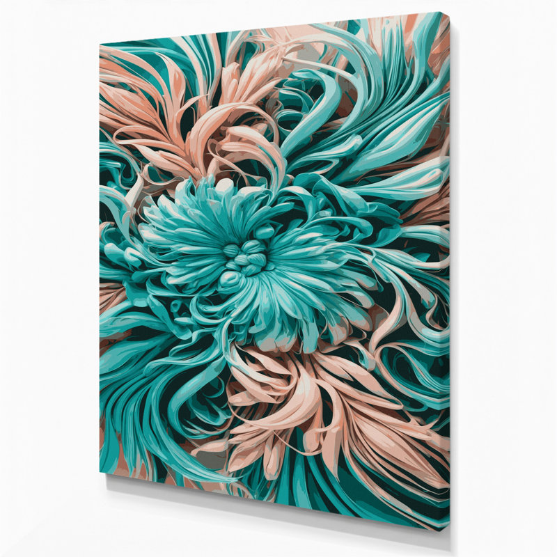 "Abstract Florals 8", art mural sur toile grise, H 18 po x l 12 po