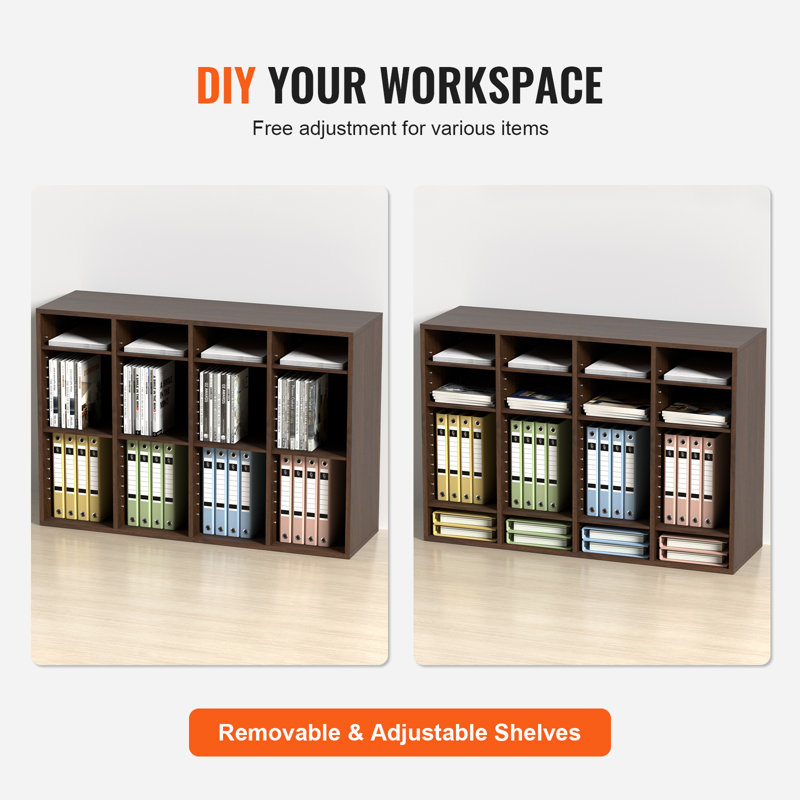 Brown 36-Compartment Adjustable Wood Office Mailbox