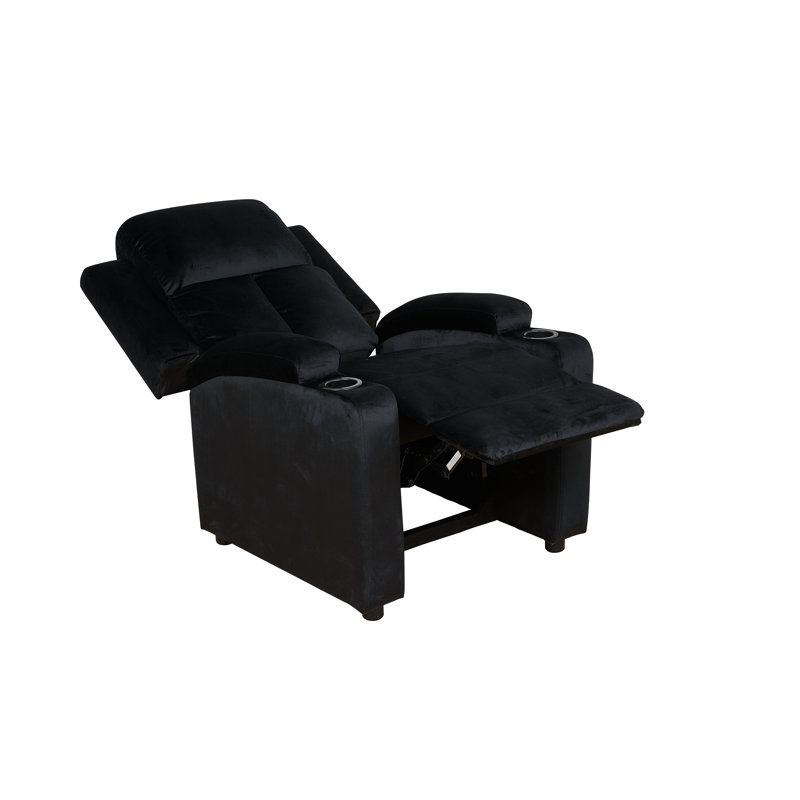 Cunane 31.5'' Wide  Recliner with 2 Cup Holder, Black Polyester