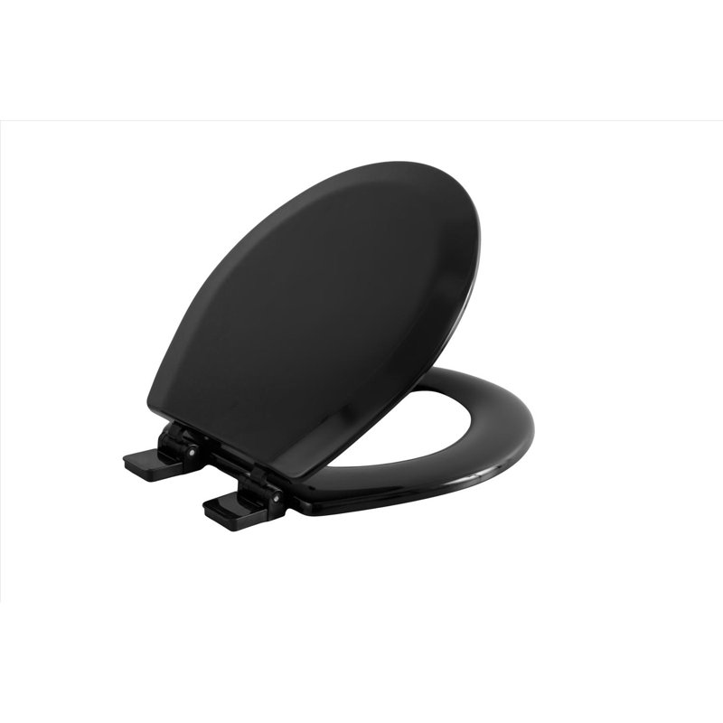OakBrook Collection Laurel Round Black Wood Toilet Seat, Black