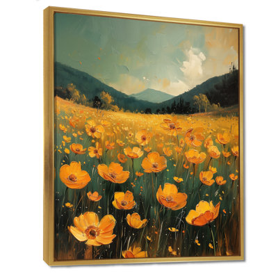 Décoration murale orange bouton d'or noir Meadow Bliss II - boutons d'or