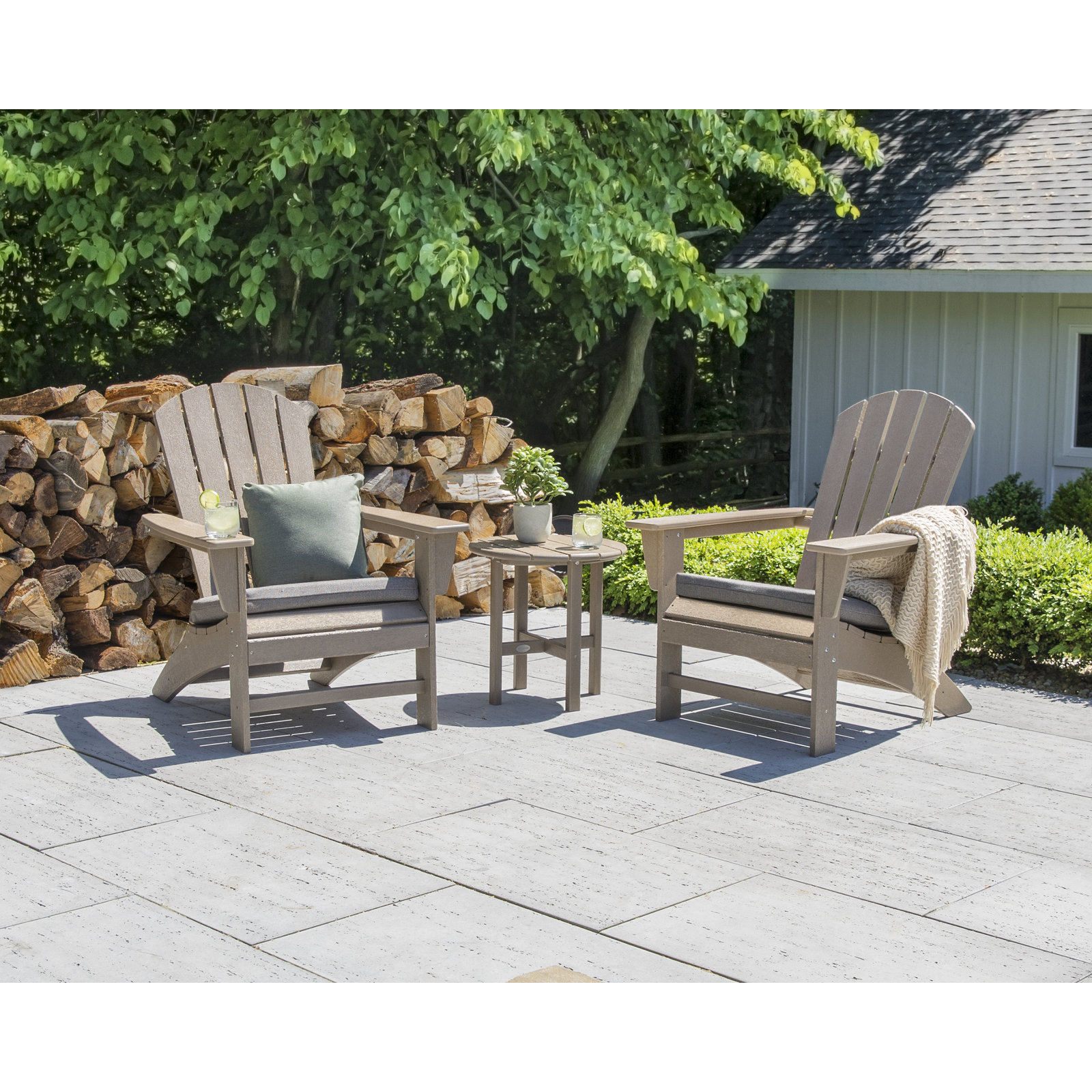 Nautical 3-Piece Adirondack Set, Sand