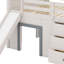 Un lit mezzanine avec glissade et rangement intégrés structure une chambre d'enfant moderne et minimaliste et s'harmonise avec un décor aux lignes épurées.-134703501