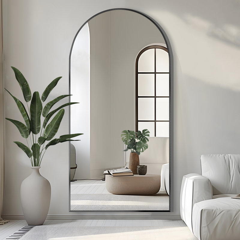 Arched Full Length Mirror Large Floor Mirror, Black, 75" x 36"