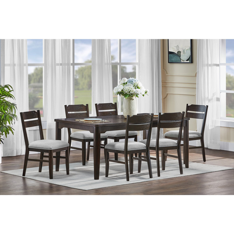7pc Beautiful Rectangular Dining Table Set, 7 Pieces: Table, 6 Chairs