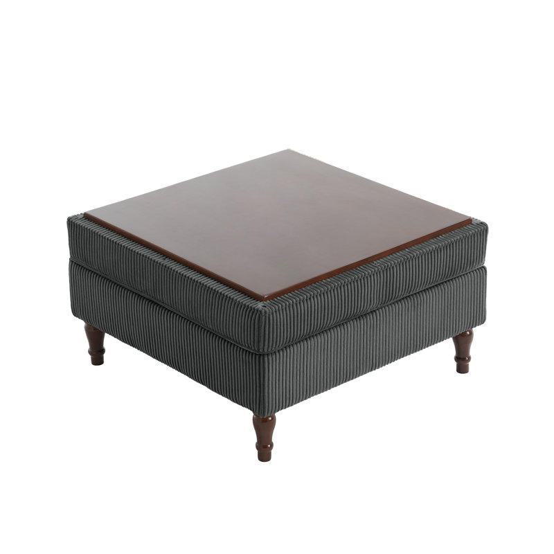 31.98cm Wide Tufted Rectangle Solid Colour Ottoman with Storage, Grey