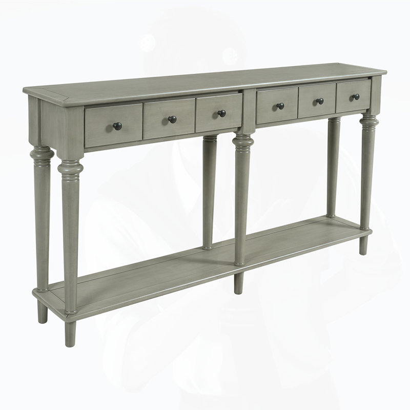 Retro Console Table with Open Shelf, Gray Wash
