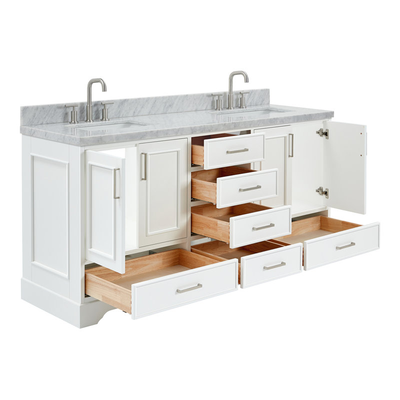 Meuble-lavabo double avec plateau Abshire 73, Blanc