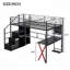 Lit mezzanine avec poste de travail intégré, garde-robe, escalier de rangement et DEL-1139280883-1139280882