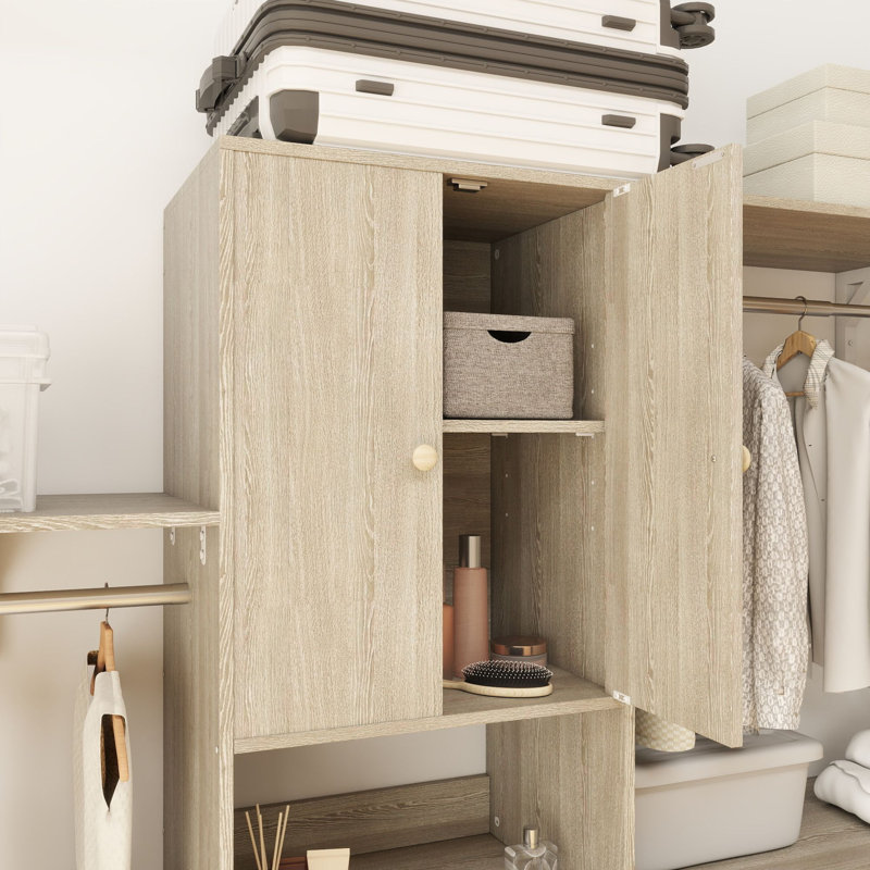 Système d'organisation en bois avec portes et tiroirs Bedrije 20 "- 96", H 79,7 po x l 95,8 po x P 15 po, Bois blanc