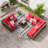 Ensemble de conversation modulaire en rotin avec table basse-1935896383