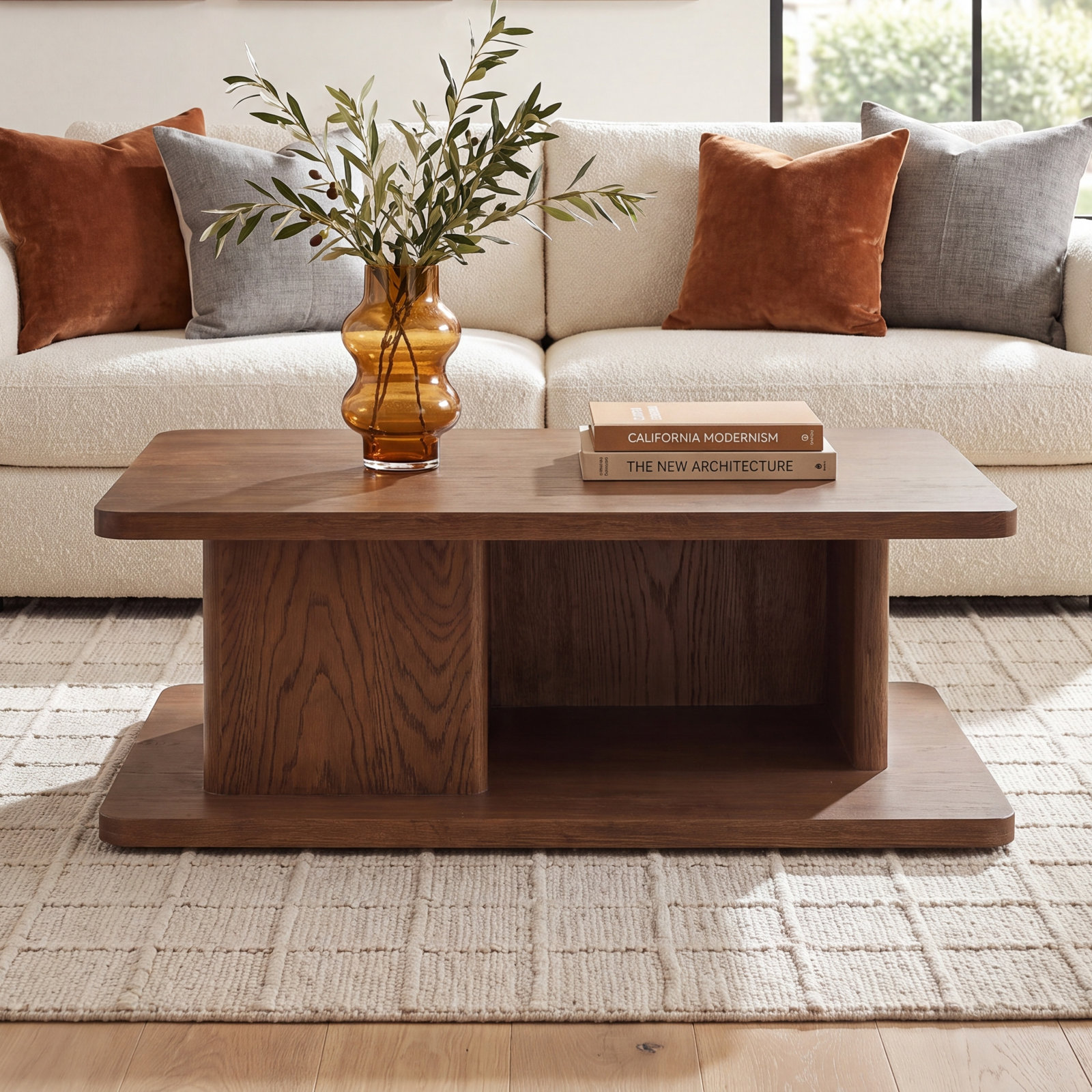 Andre Oak Coffee Table, Dark Brown, 16" H x 40" L x 30" W
