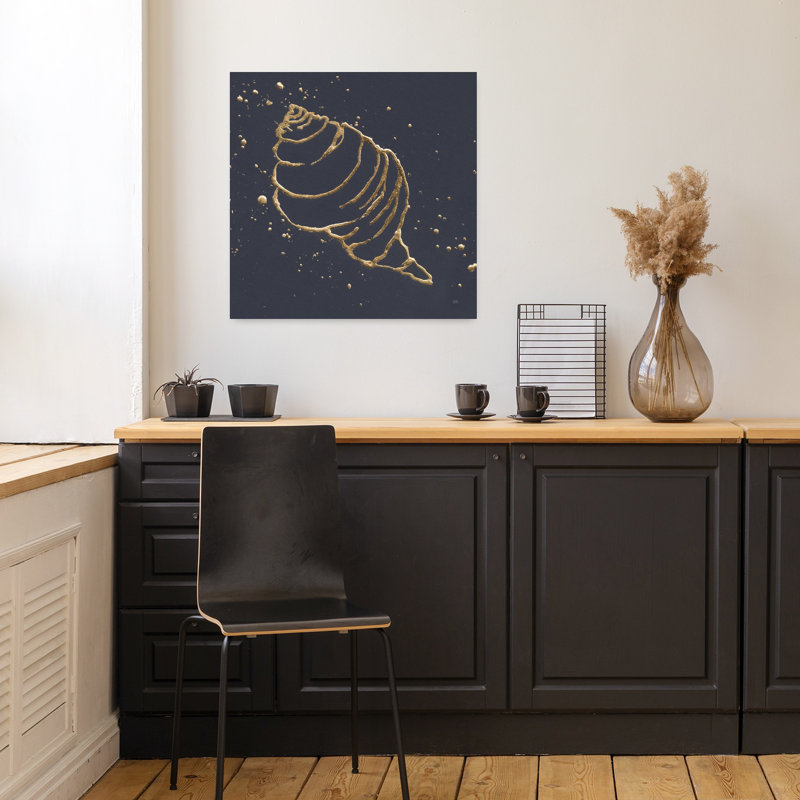 Gold Conch I Abstract Coastal Art, 18" H x 18" W