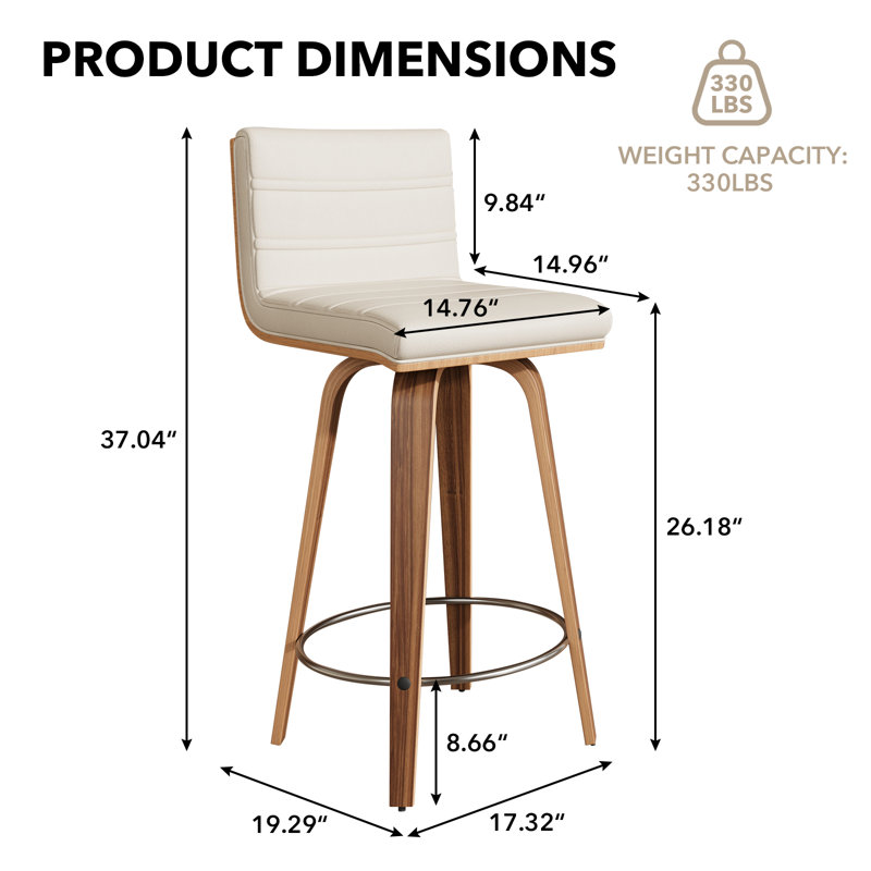 26'' Swivel Counter Stool, Beige