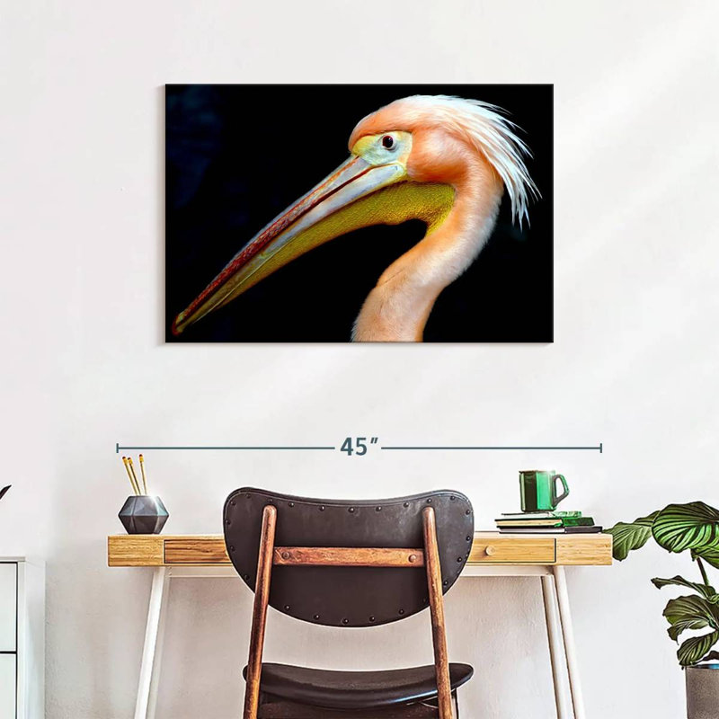 Peach Pelican Profile, 24" H x 36" W