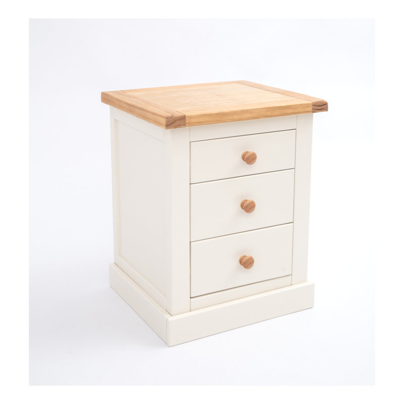 Clayton 45cm W Plywood / Laminate Board Bedside Table, White/Beige