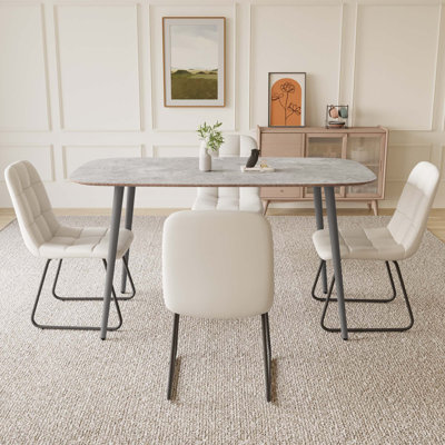 55.1'' Rectangular Dining Table Set, Modern Kitchen Table Set For Kitchen, Dining Room, Home Furniture(1 Table 4 Chairs)