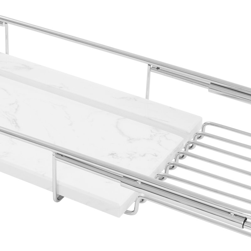Support de plateau de baignoire extensible en acier inoxydable avec panneau de marbre pour la salle de bain de cuisine